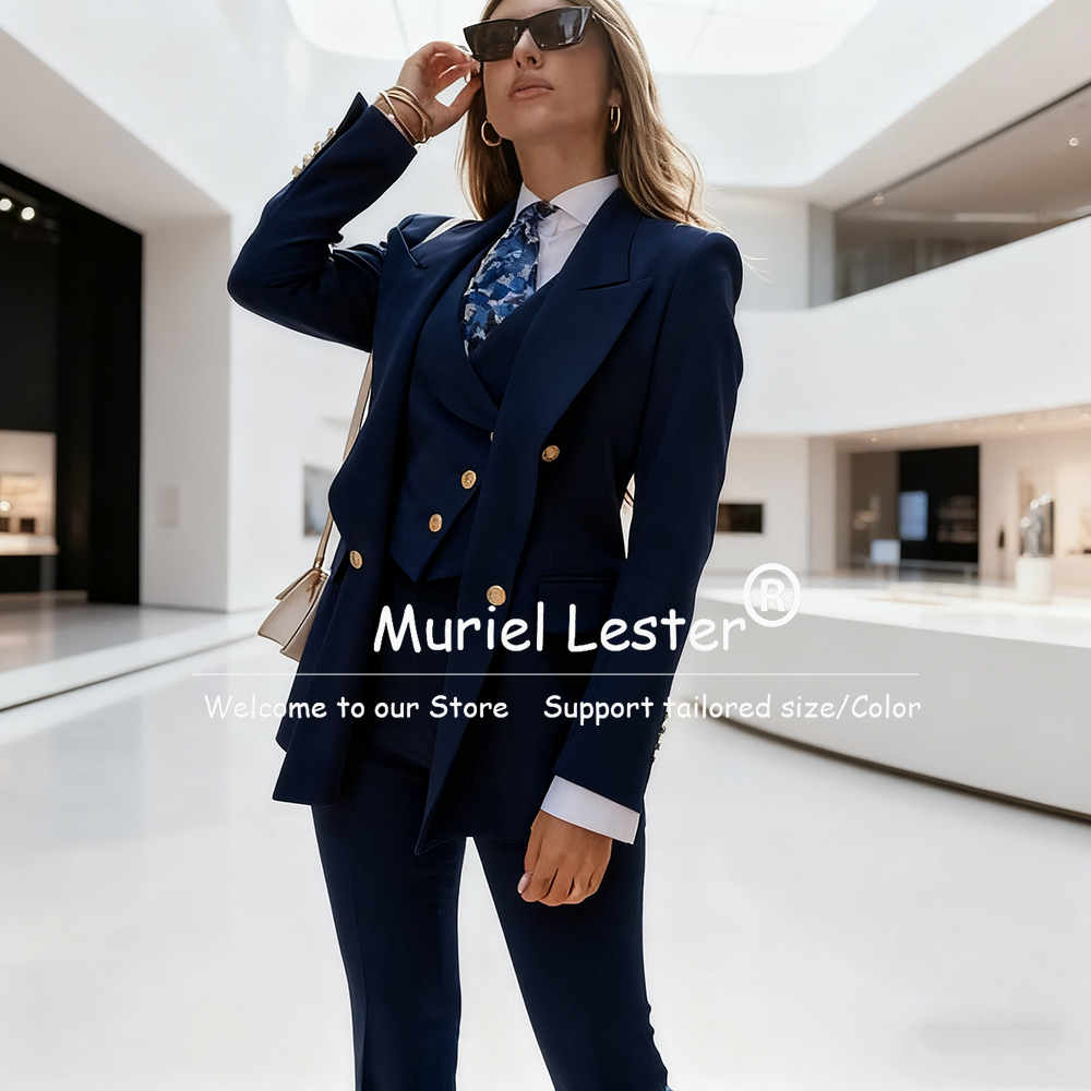 Elegant Blue Women's Suits Dou - Blazer Set Women Formal 评论和价格