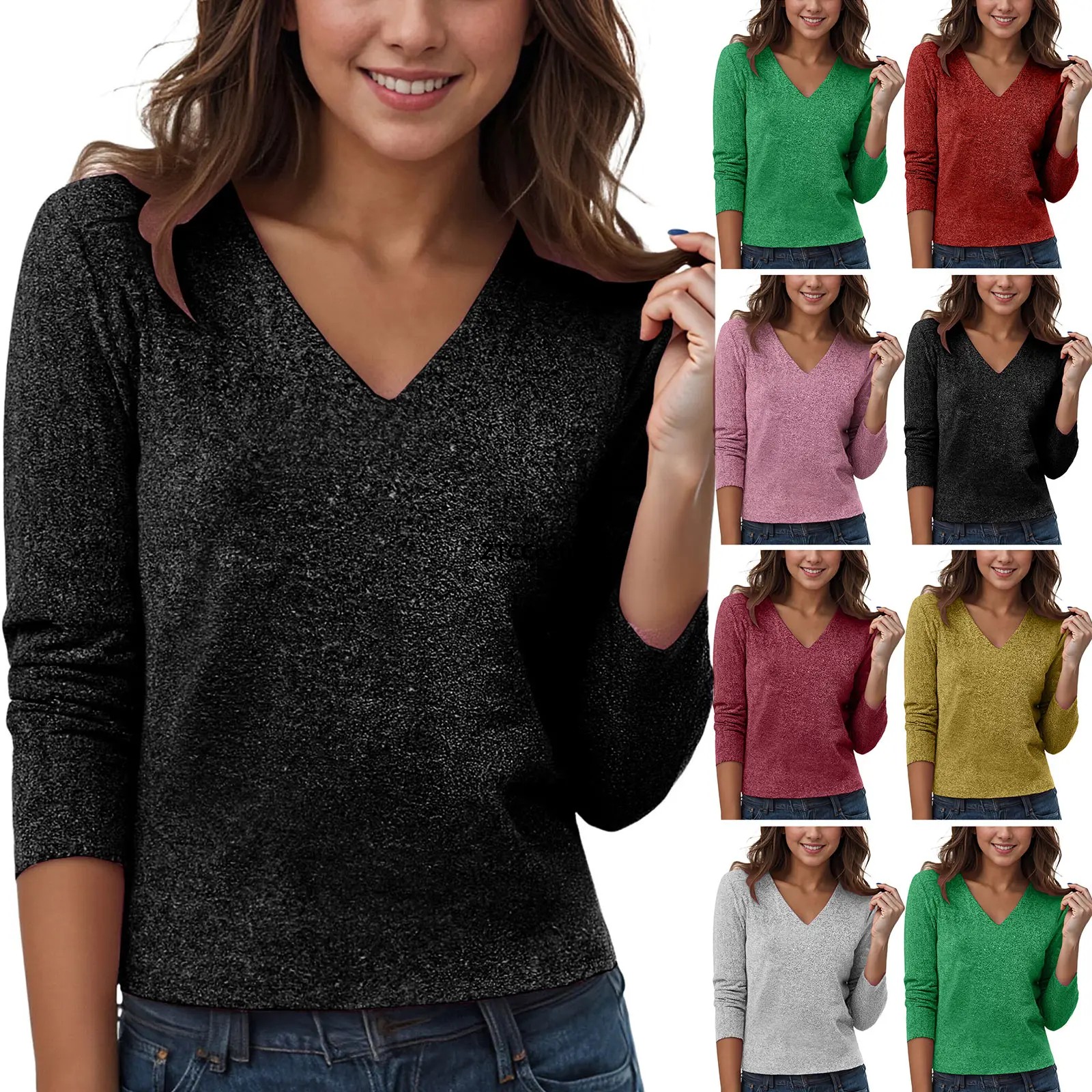 Cosplay Sequin V Neck Long Sle - Women Formal Blouses For Evening Wear 评论和价格
