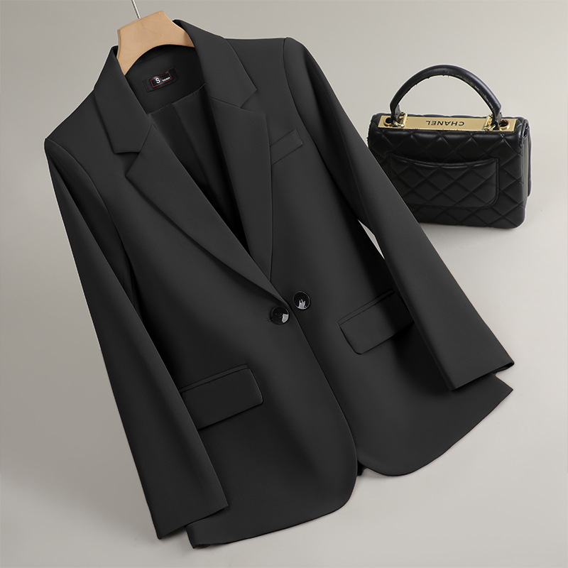 Autumn Long Sleeve Outwear Bla - Women Formal Wear With Black Blazer 评论和价格