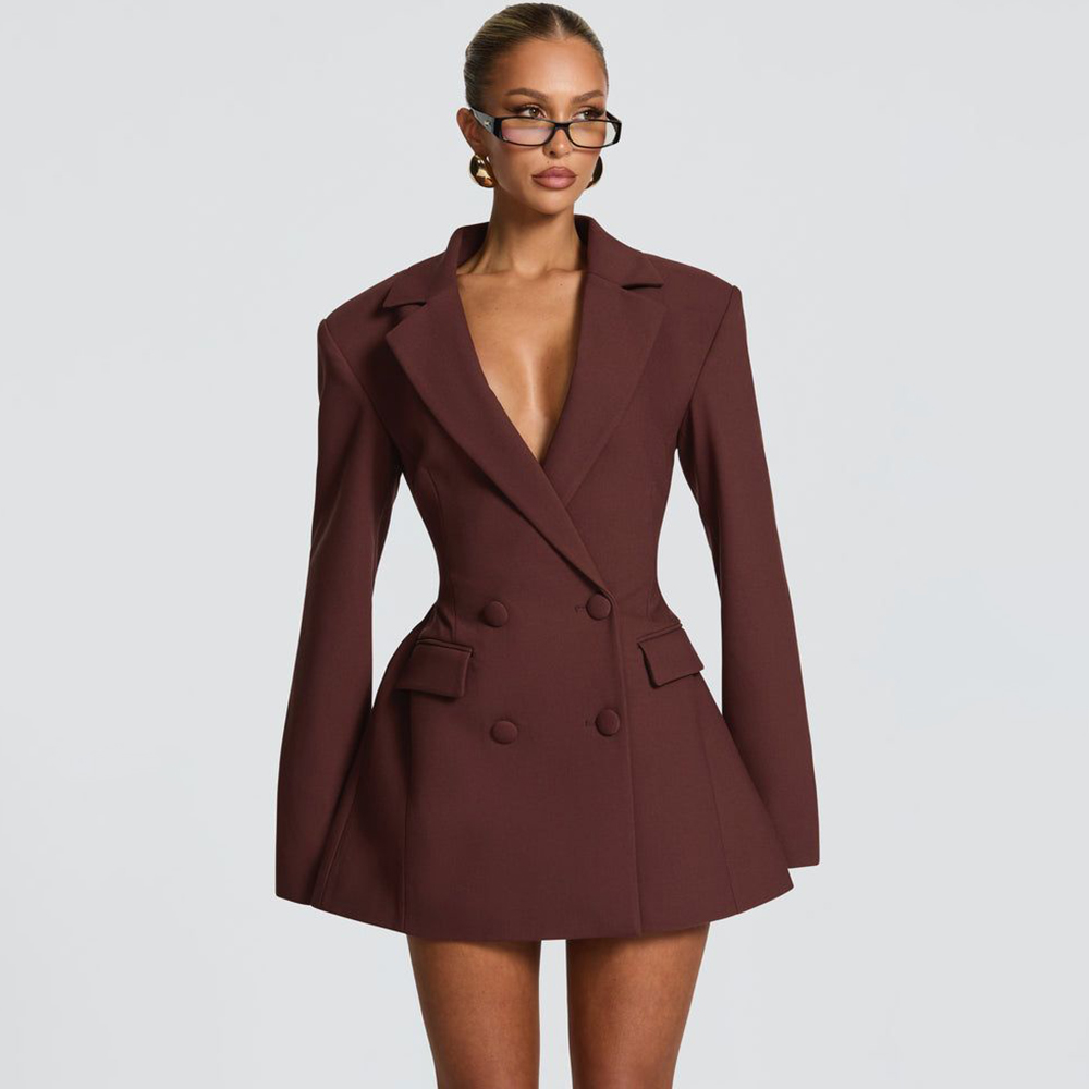 Elegant Women's Brown Flared B - Women Formal Wear Shirts 评论和价格