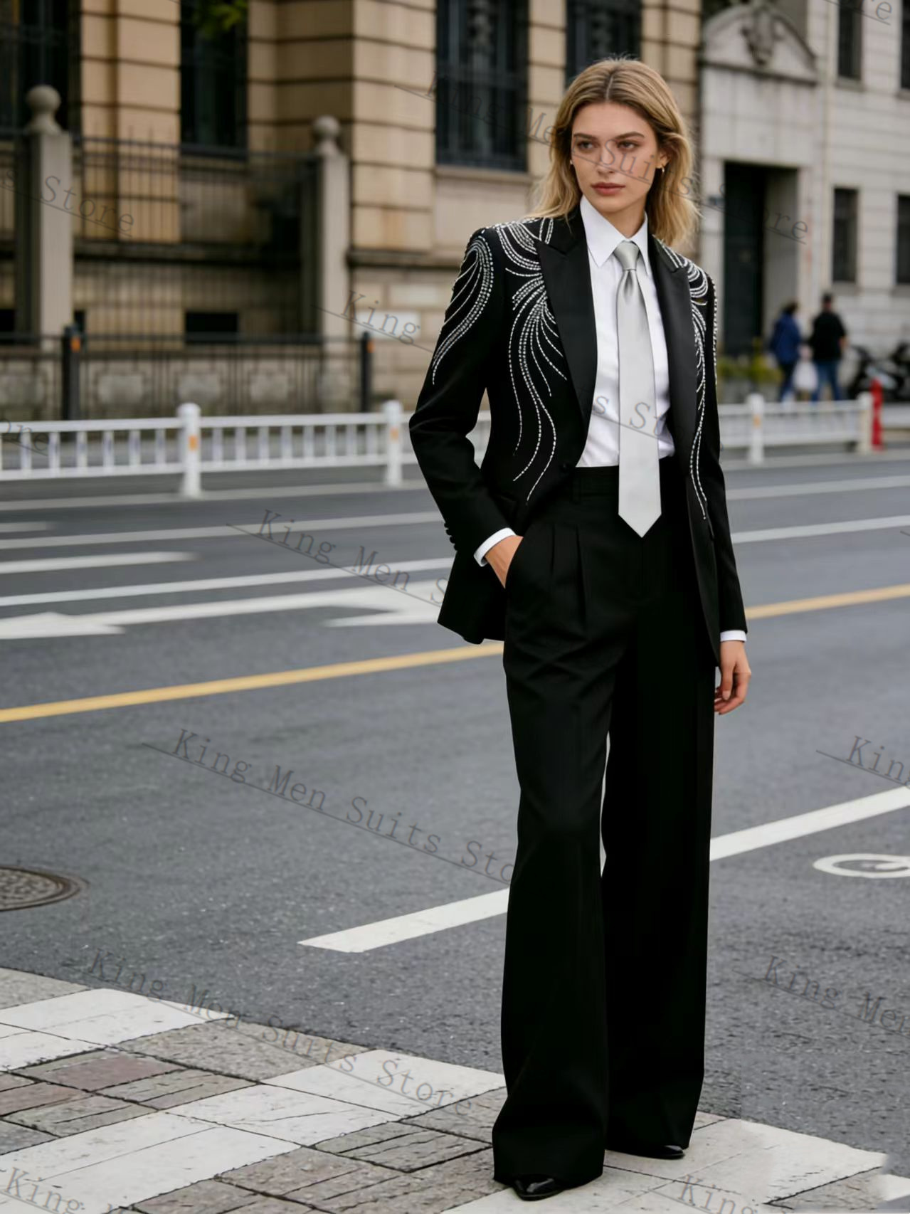 Black Women Suit Set 2 Pcs Bla - Women Formal Wear With Black Blazer 评论和价格