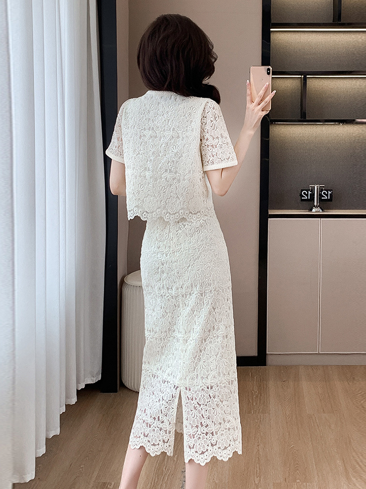 Summer Women Elegant Lace Flor - Pencil Skirt Midi 评论和价格