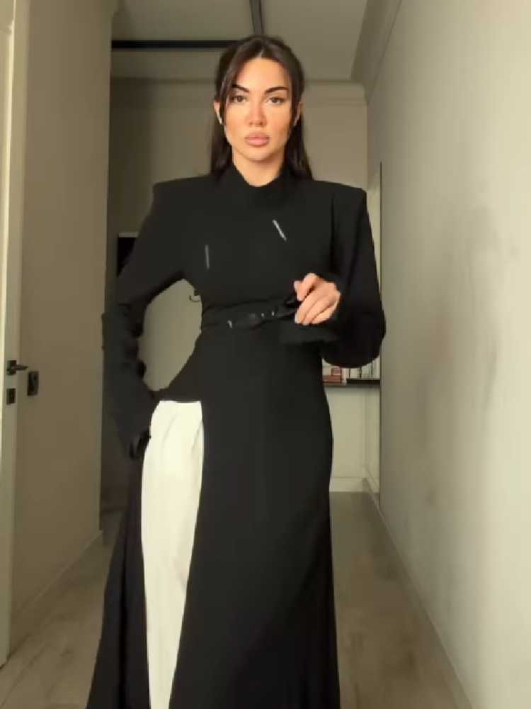 Women's Elegant High Neck Long - Women Formal Wear Tops 评论和价格