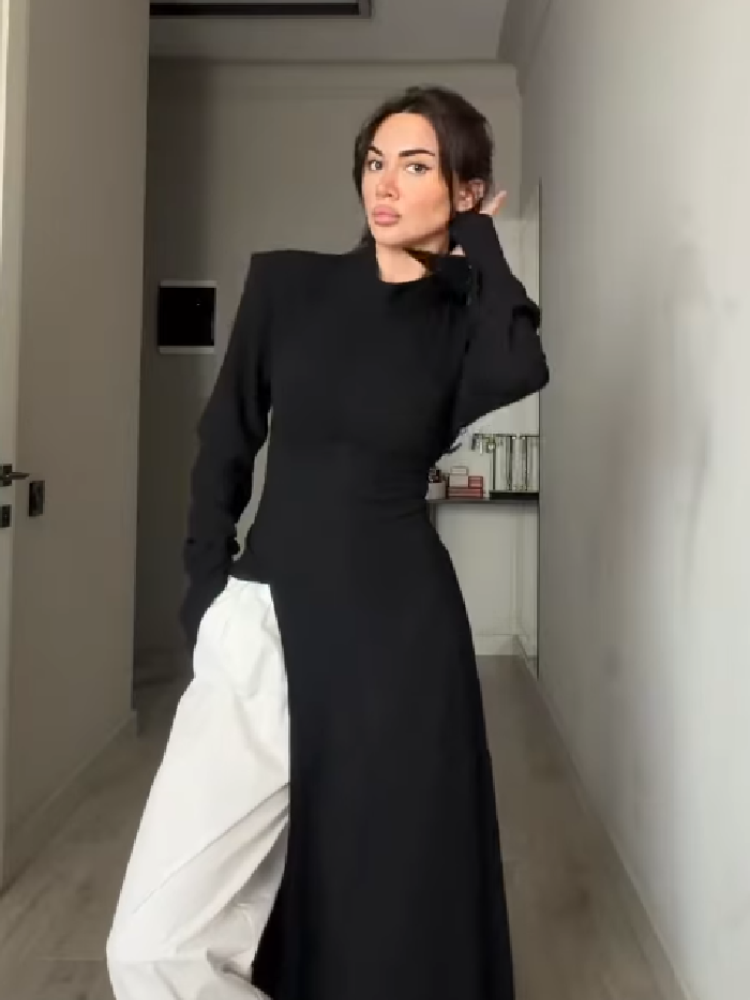 Women's Elegant High Neck Long - Women Formal Wear Tops 评论和价格