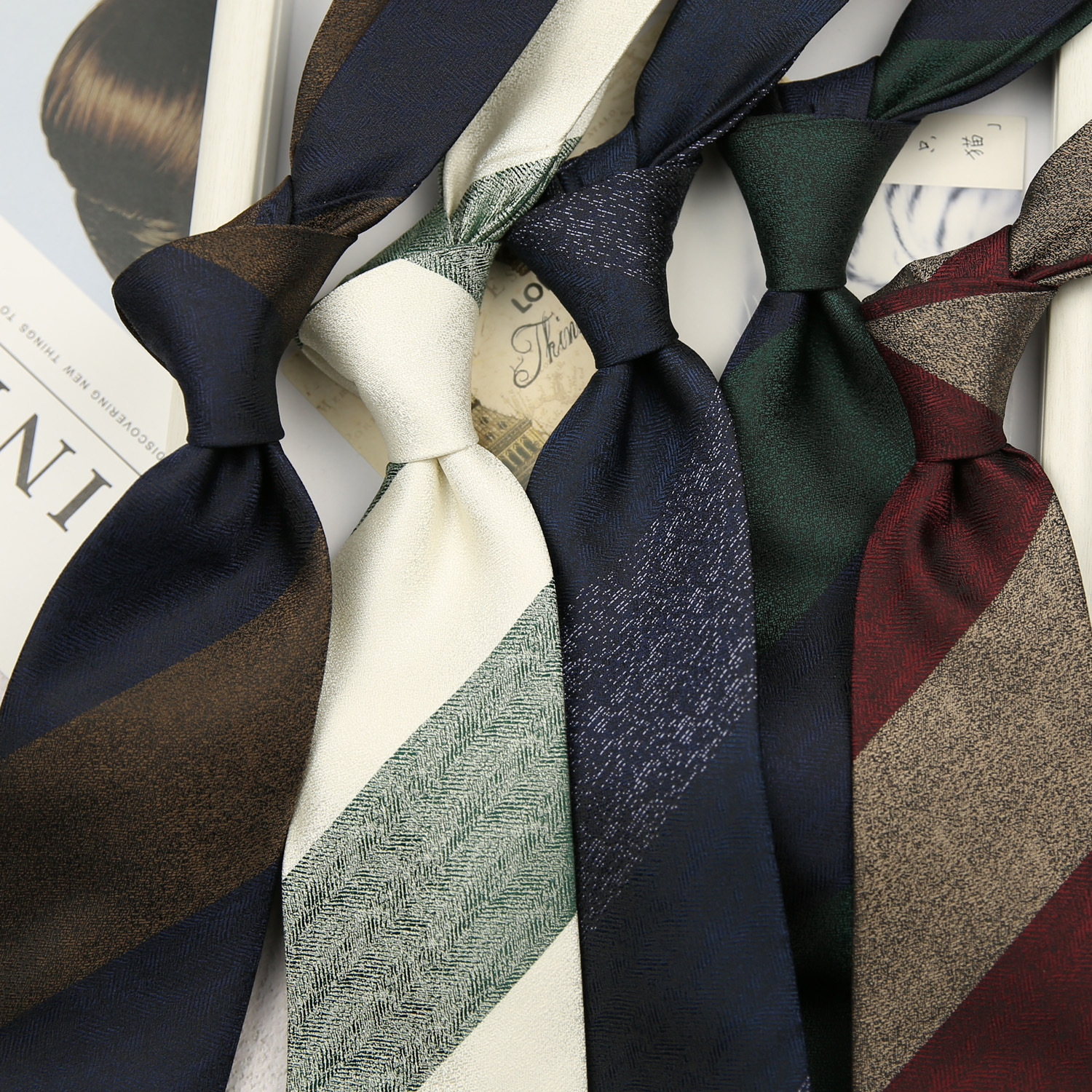 Fashion 8cm Navy Striped Neckt - Women Formal Wear Shirts 评论和价格