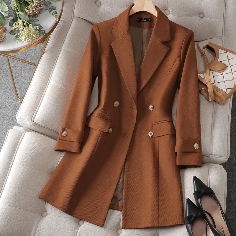 Autumn Winter Jacket Women Lon - Women Formal Wear With Black Blazer 评论和价格