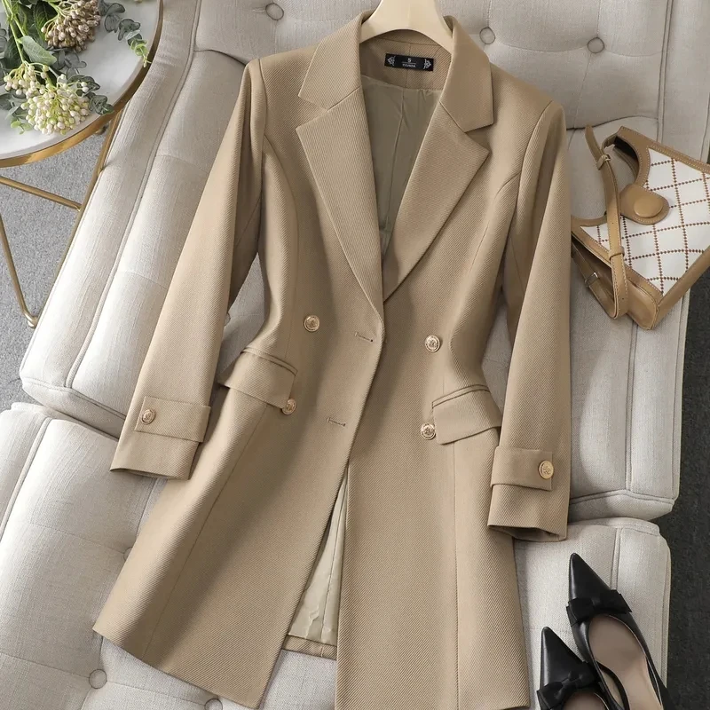 Autumn Winter Jacket Women Lon - Women Formal Wear With Black Blazer 评论和价格