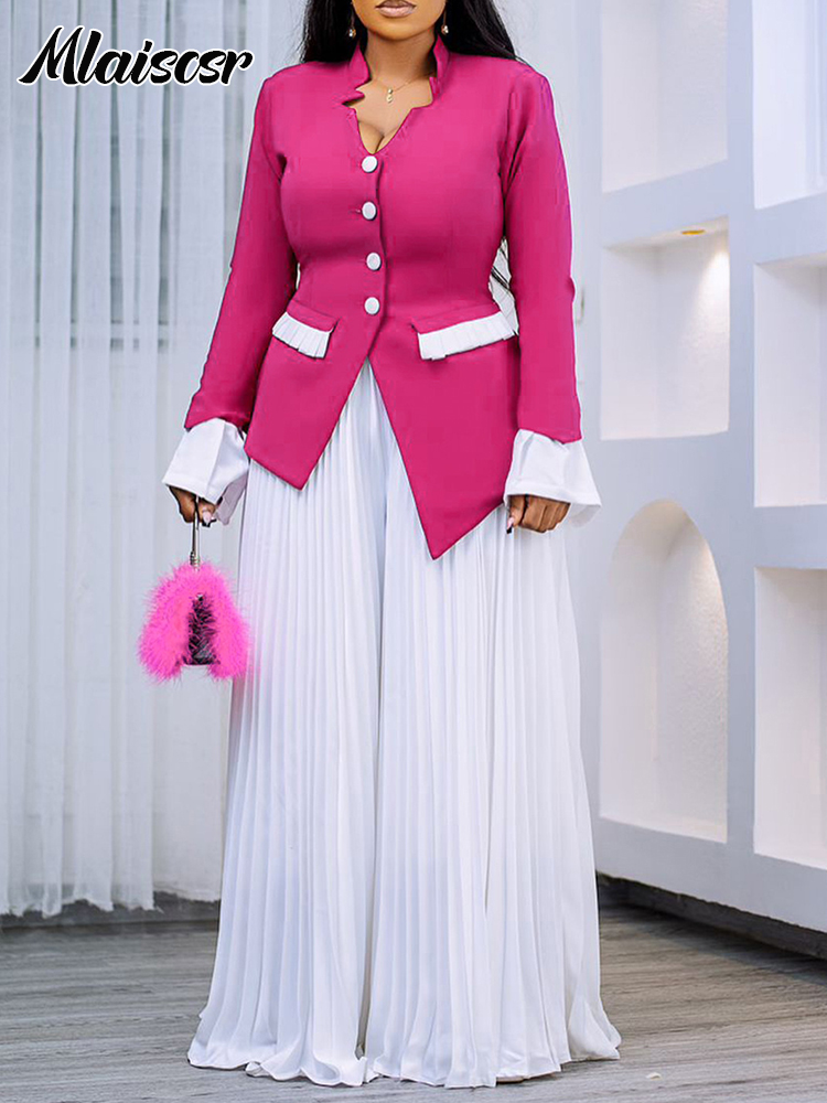 Mlaiscsr Elegant Blue White 2- - Blazer Set Women Formal 评论和价格