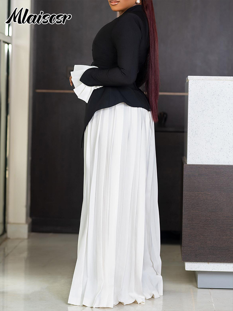 Mlaiscsr Elegant Blue White 2- - Blazer Set Women Formal 评论和价格