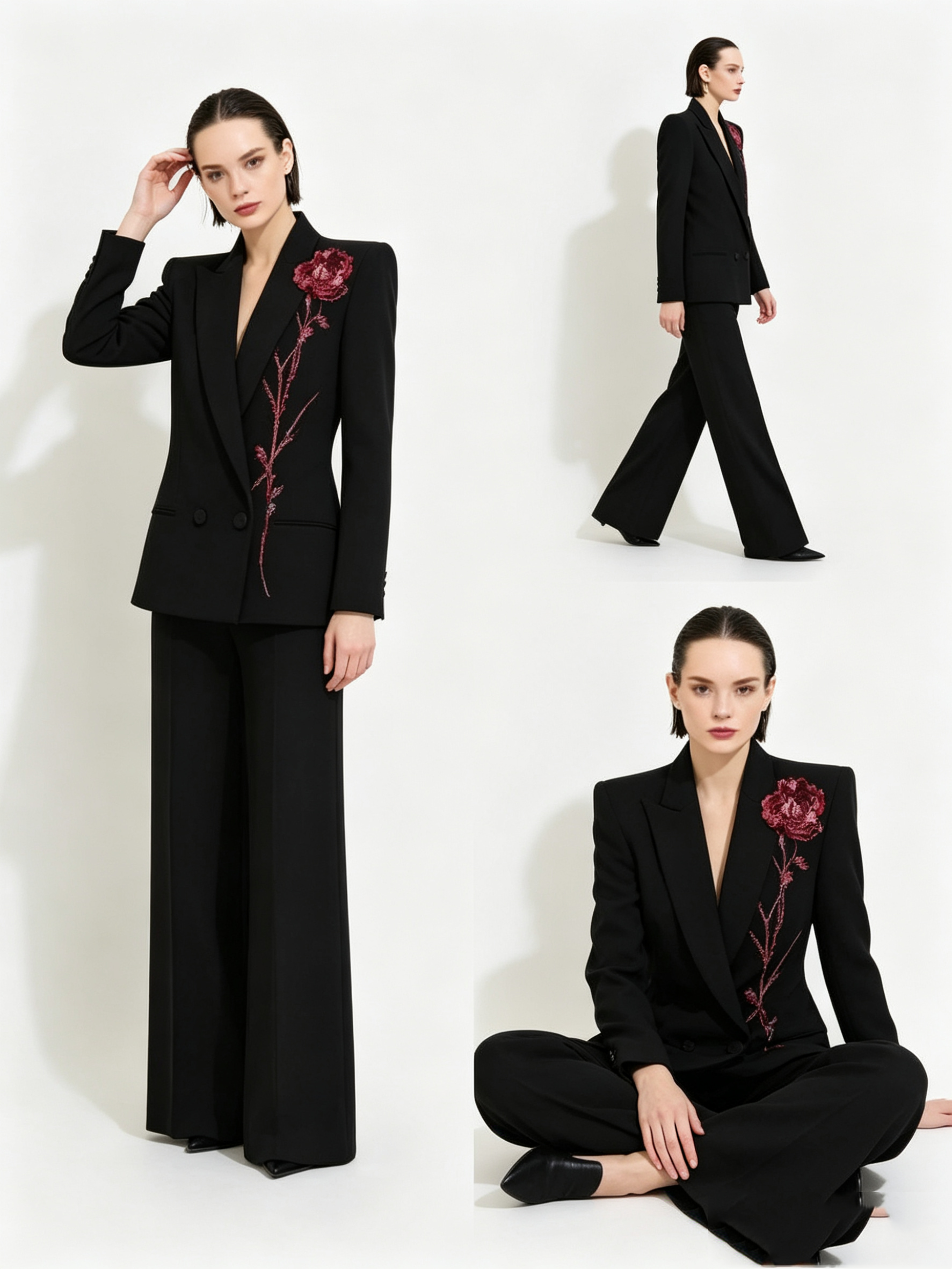 Black Women Suits Set 2 Piece  - Women Formal Wear With Black Blazer 评论和价格