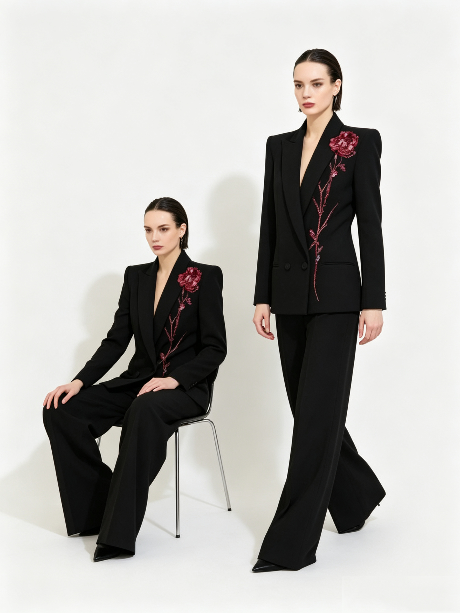 Black Women Suits Set 2 Piece  - Women Formal Wear With Black Blazer 评论和价格
