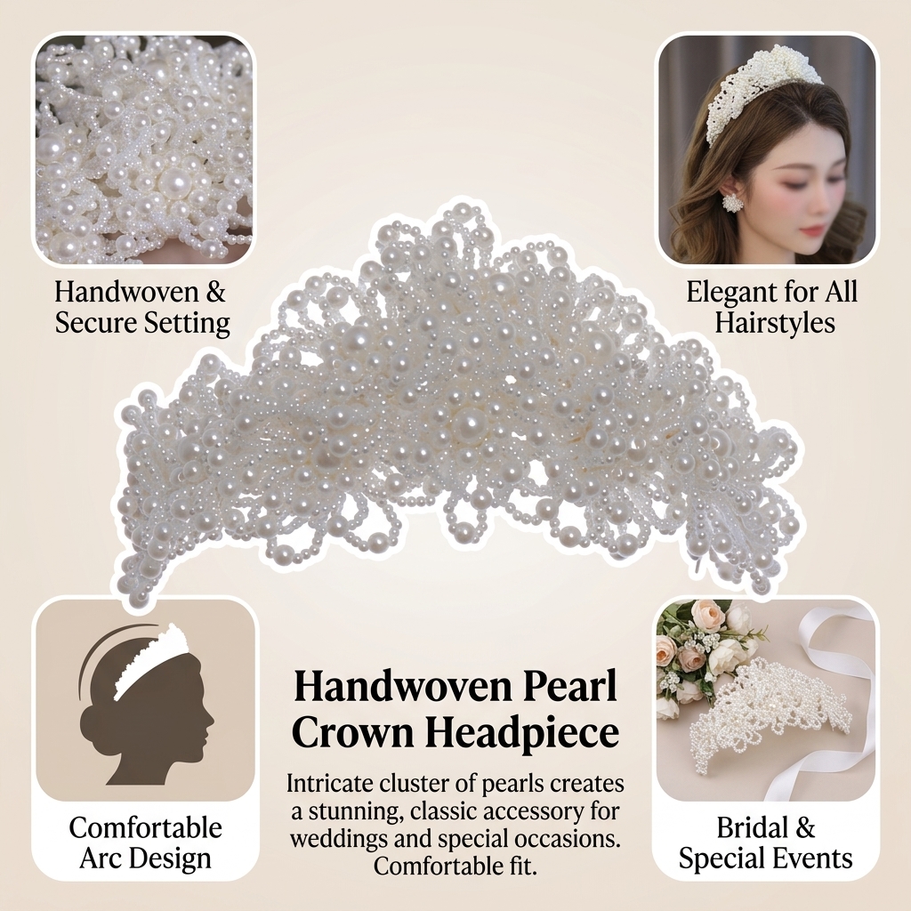 Pearl Crown Headpiece For Wedd - Women Formal Wear For Wedding 评论和价格