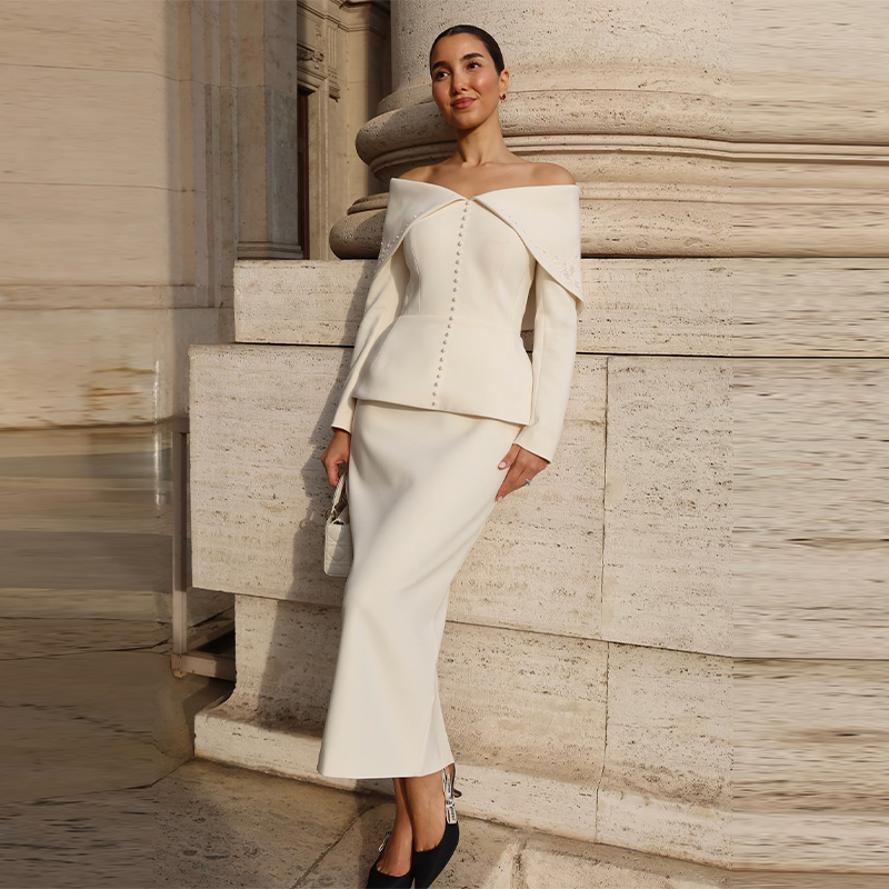 Elegant French White Peplum Tw - Women Formal Wear Tops 评论和价格