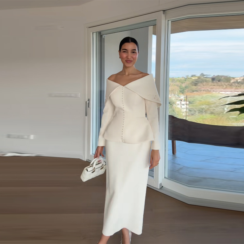 Elegant French White Peplum Tw - Women Formal Wear Tops 评论和价格