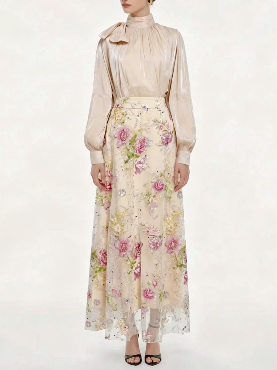 VGH Elegant Chic Black Floral  - Women Formal Blouses For Evening Wear 评论和价格