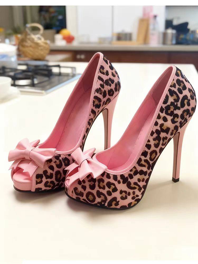 2026 Pink Leopard Print Bow Hi - Women Formal Wear For Wedding 评论和价格