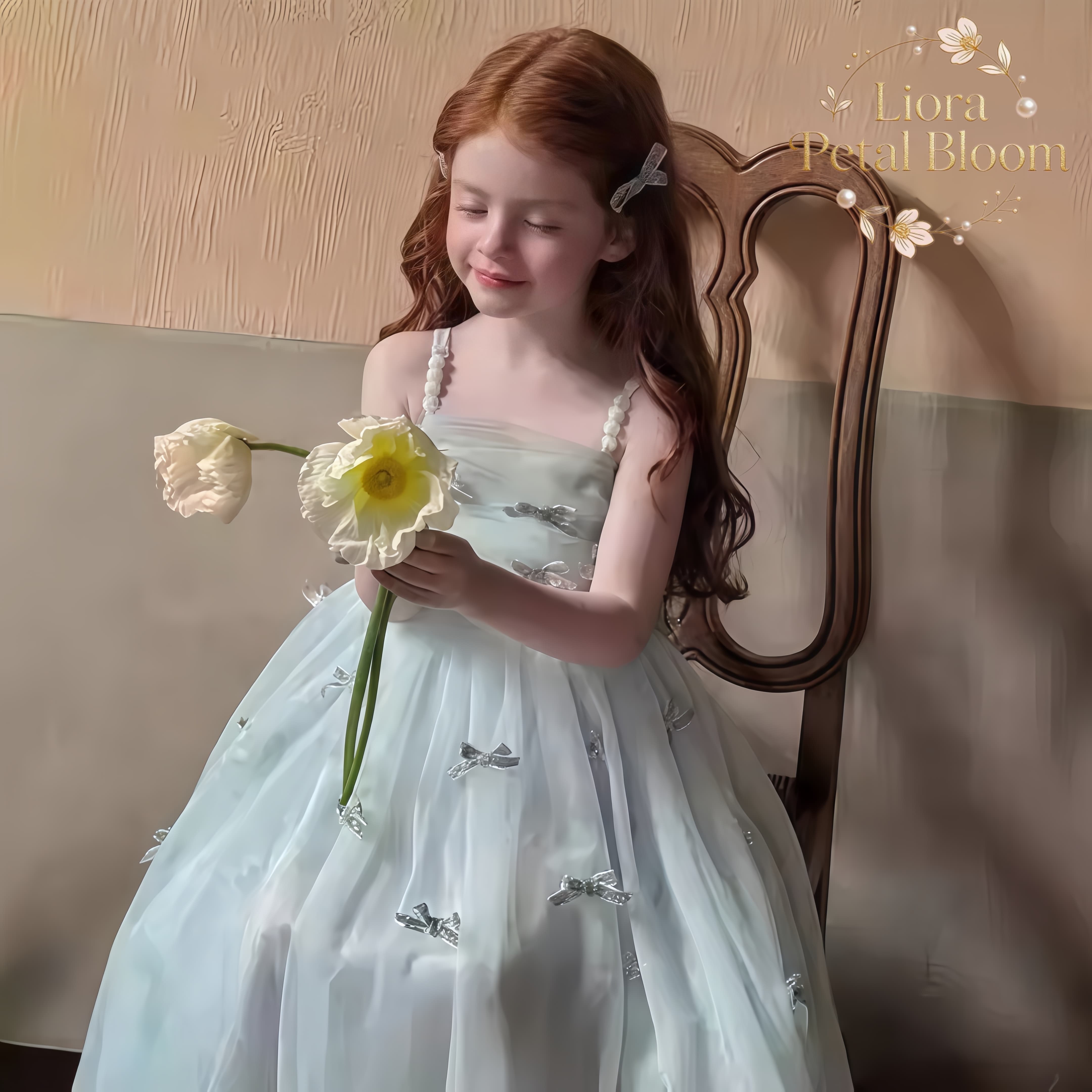 Girls' Blue Bow-Accent Dress G - Formal Attire Woman 评论和价格
